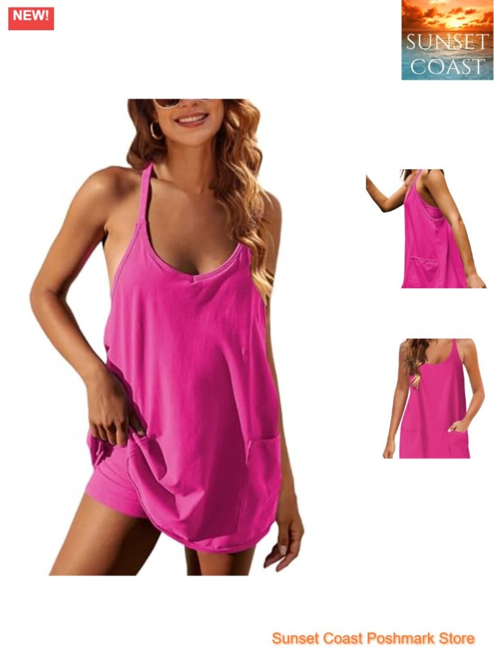 Women's Sleeveless Mini Tennis Dress with Pockets Summer Athletic Shift Dress